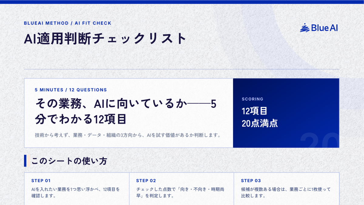 AI適用判断チェックリスト：資料の表紙