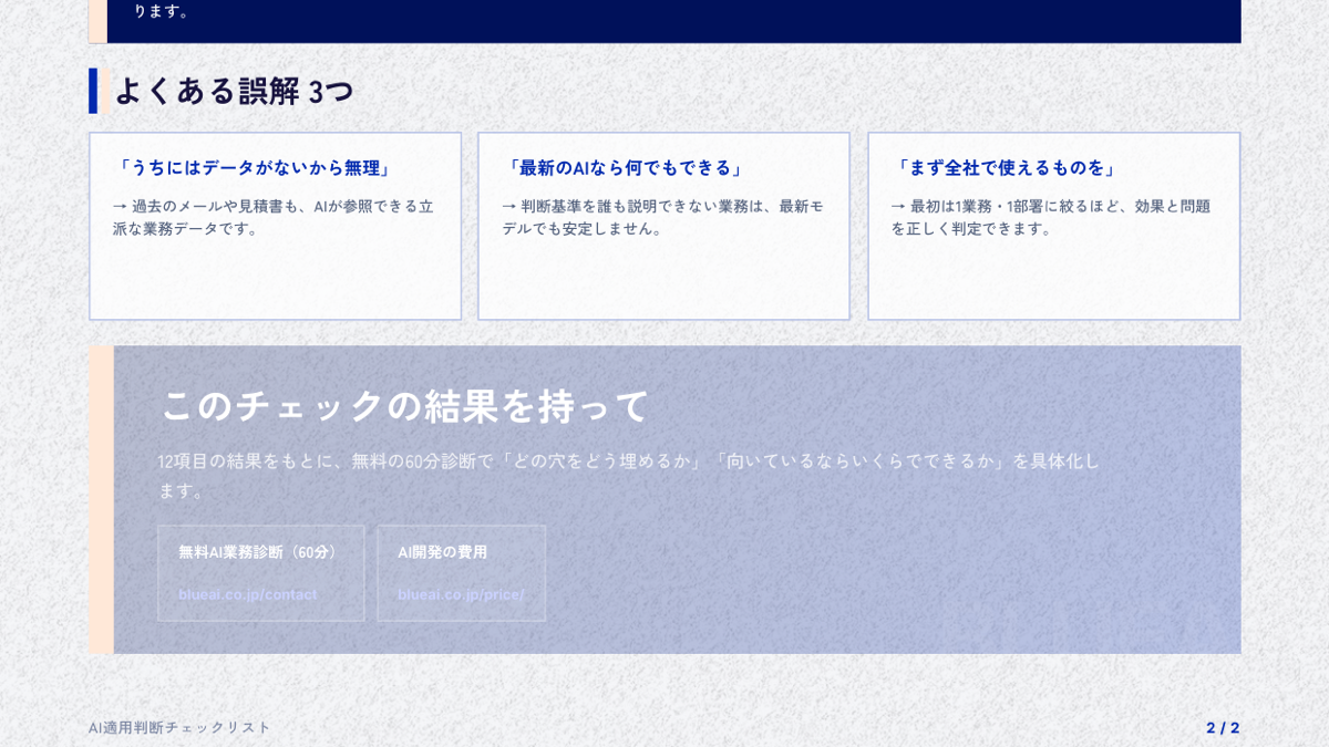 AI適用判断チェックリスト：よくある誤解と次の一手